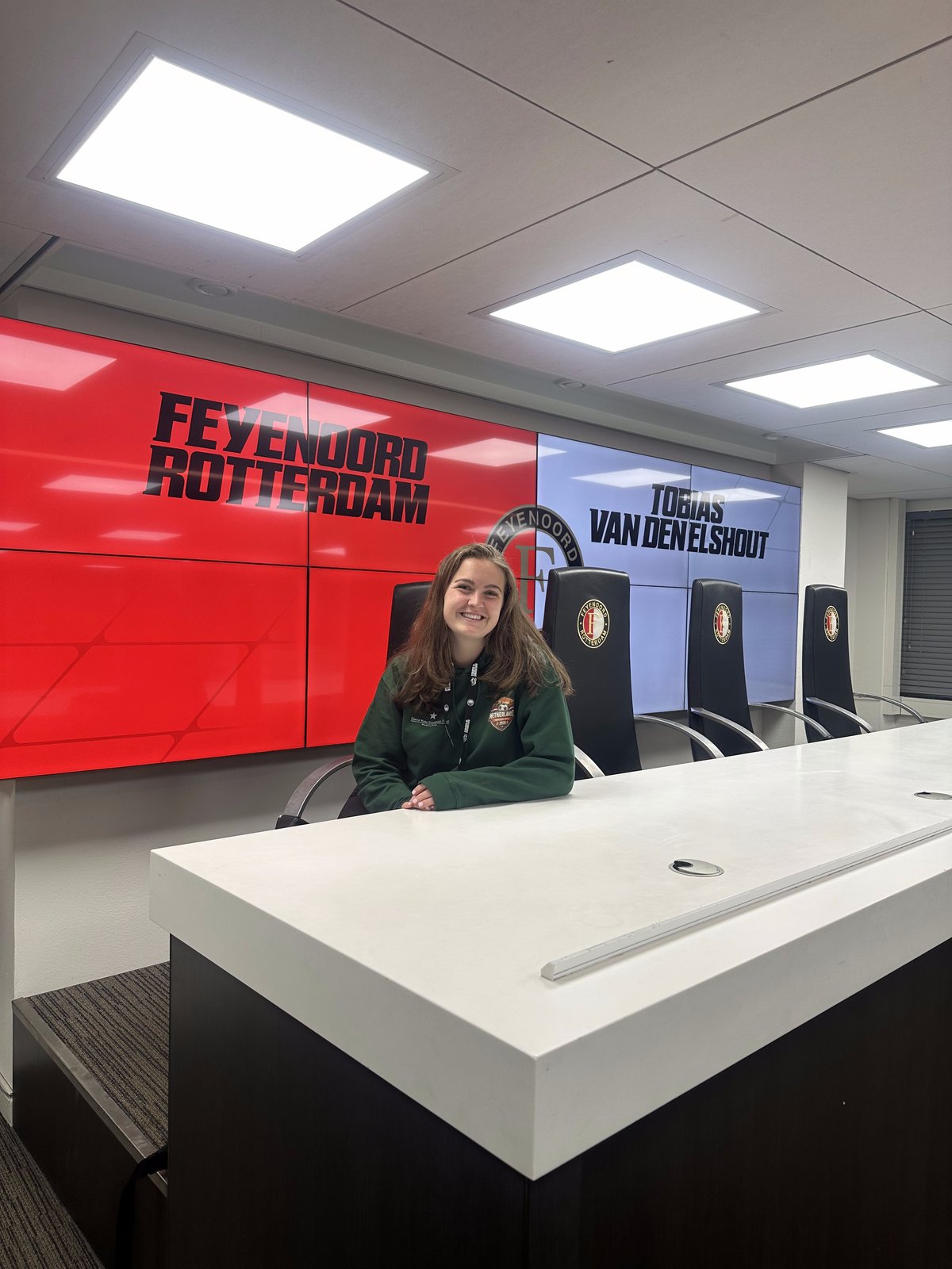 Chloe Louise at the broadcast desk