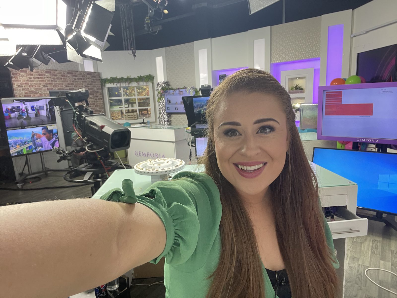 Claire Cummins on the Gemporia shopping channel set