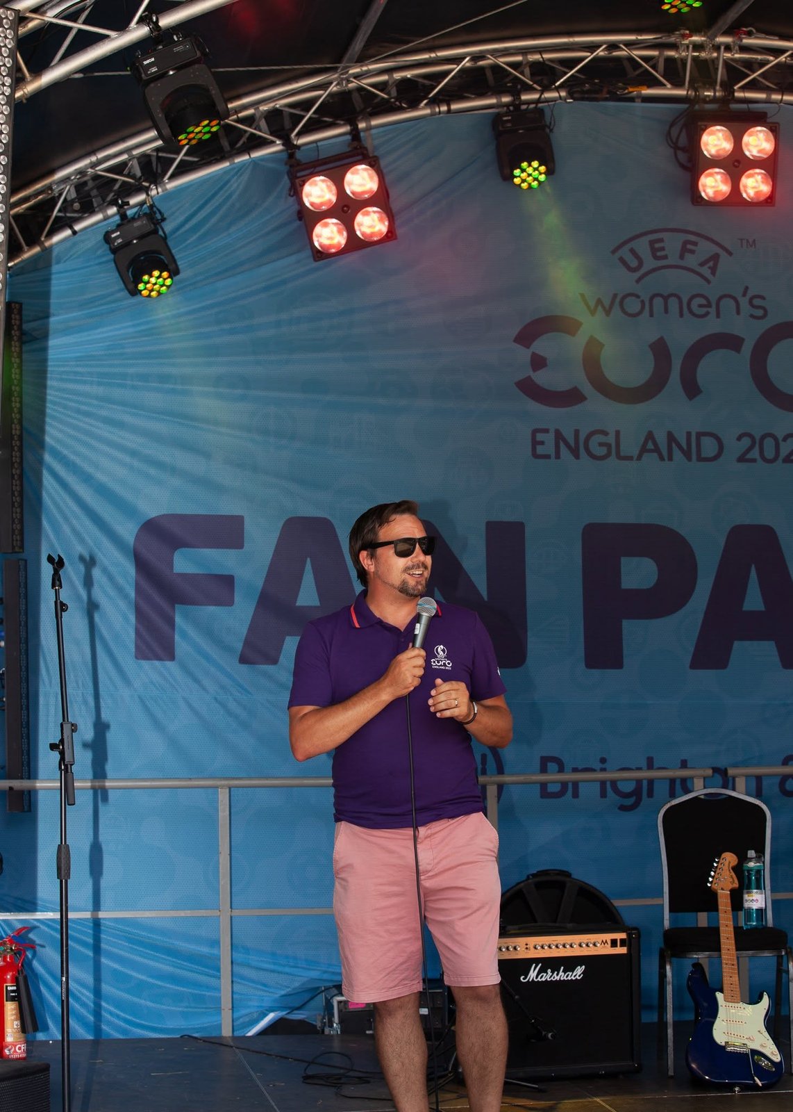 Dean Kilford hosting the UEFA Women's Euro 2022 fan park stage