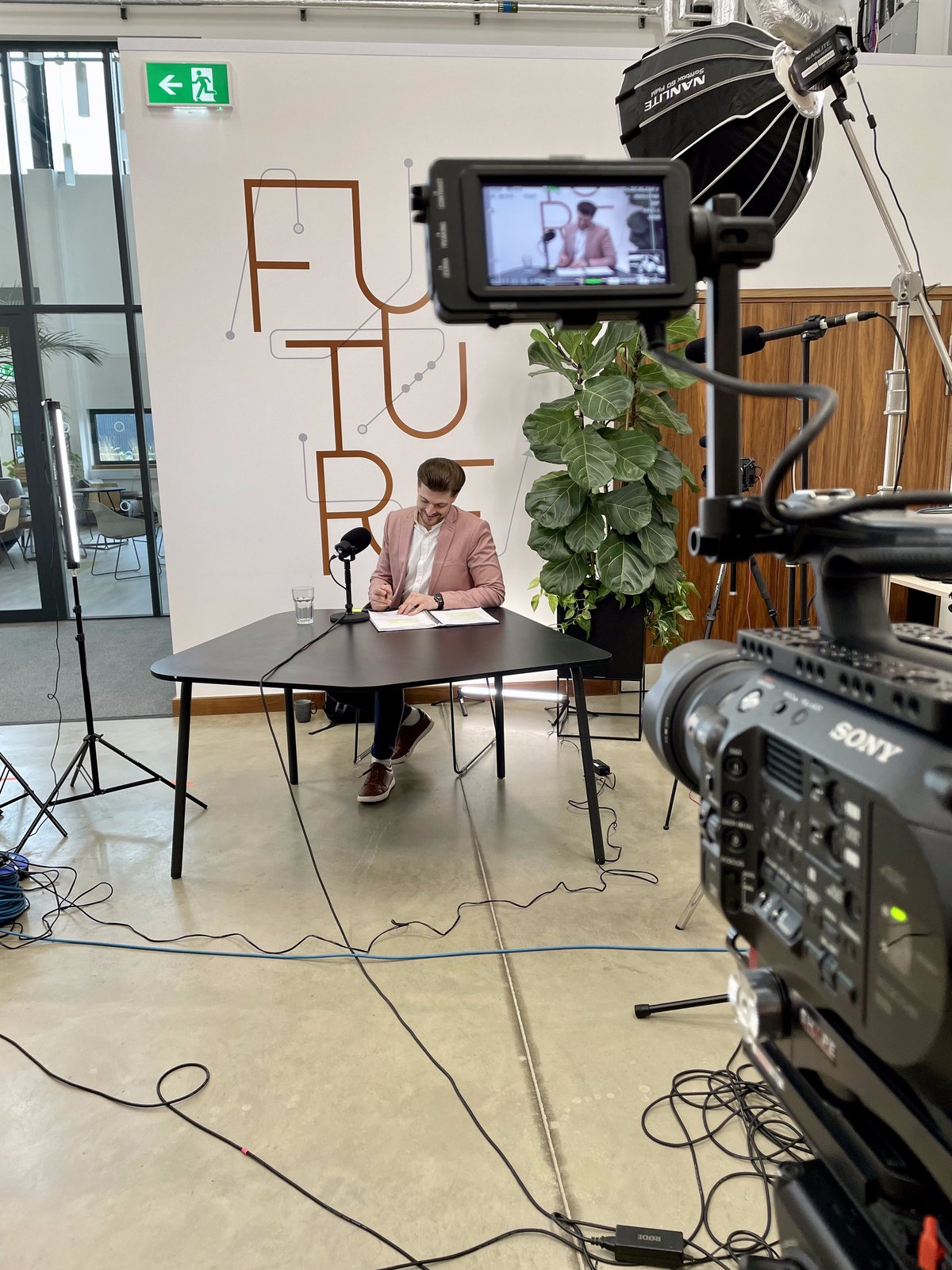 Edd Charlton filming BBC Bitesize Generation Logistics