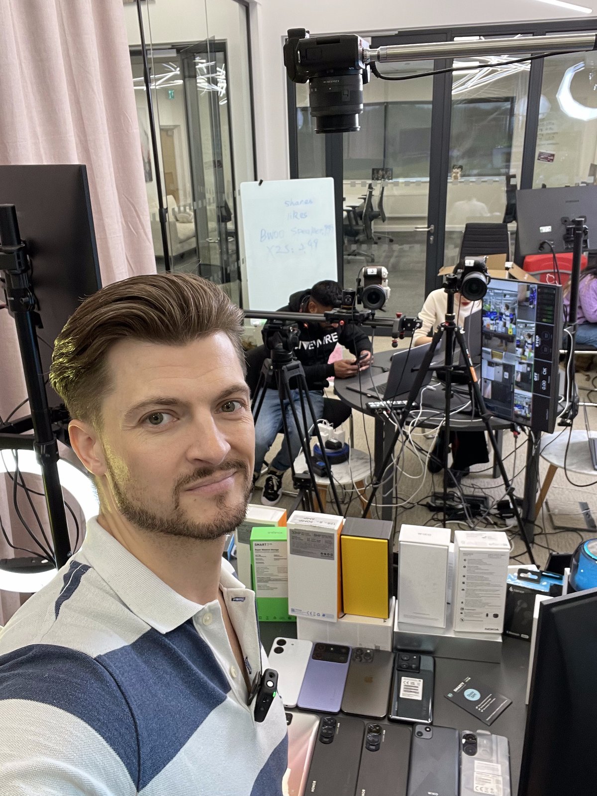 Edd Charlton on set for a live shopping stream