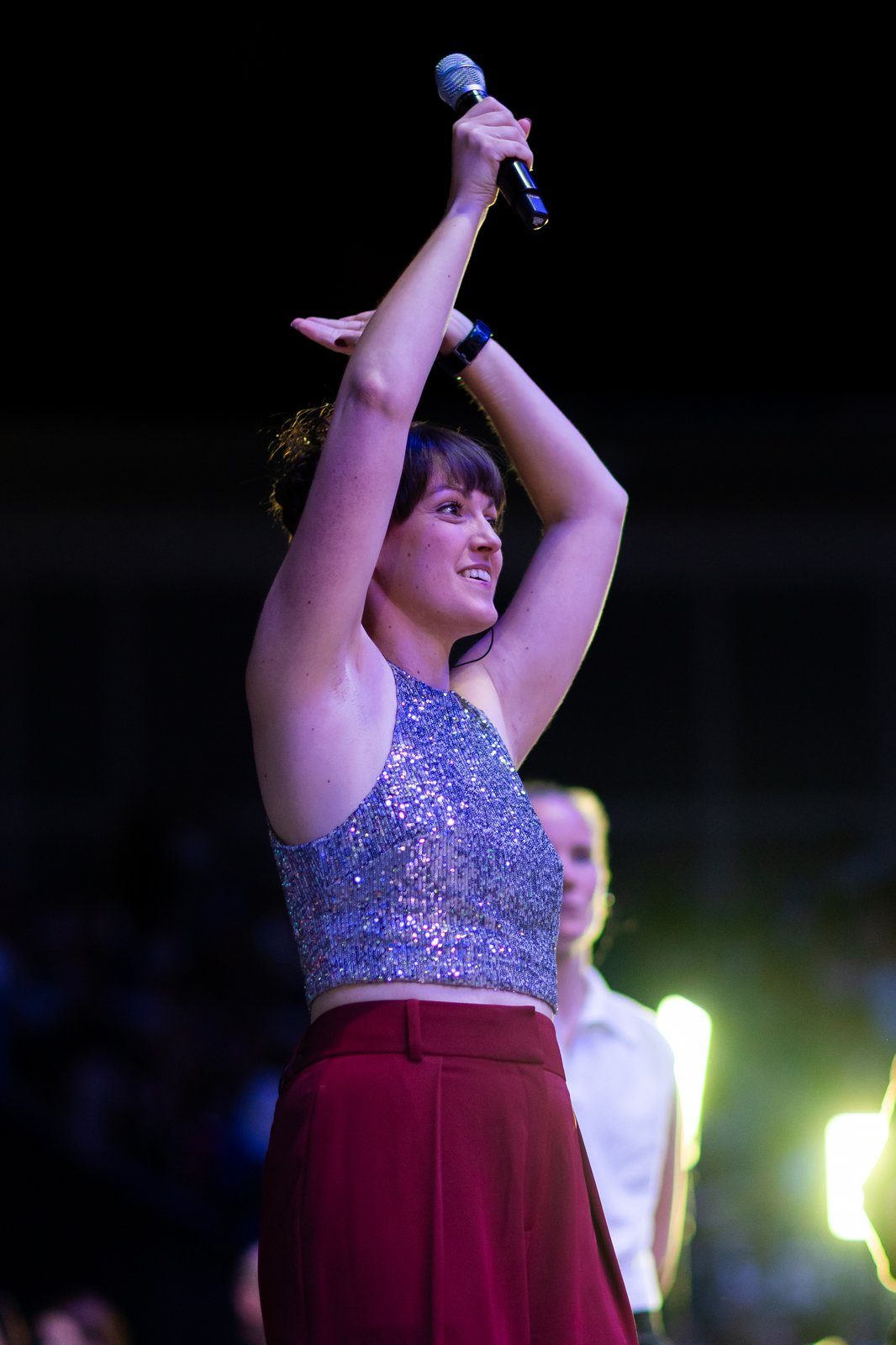 Lucy Goodman hosting the Netball Super League Grand Final