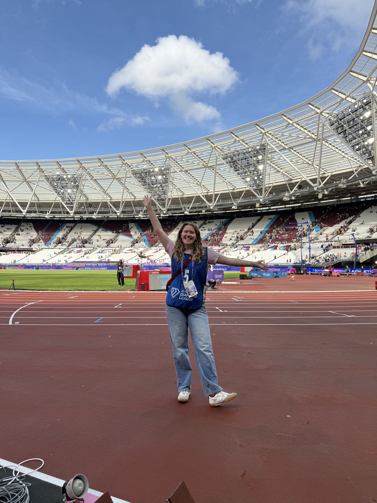 Megan Titterington pitchside at the Novuna London Athletics Meet
