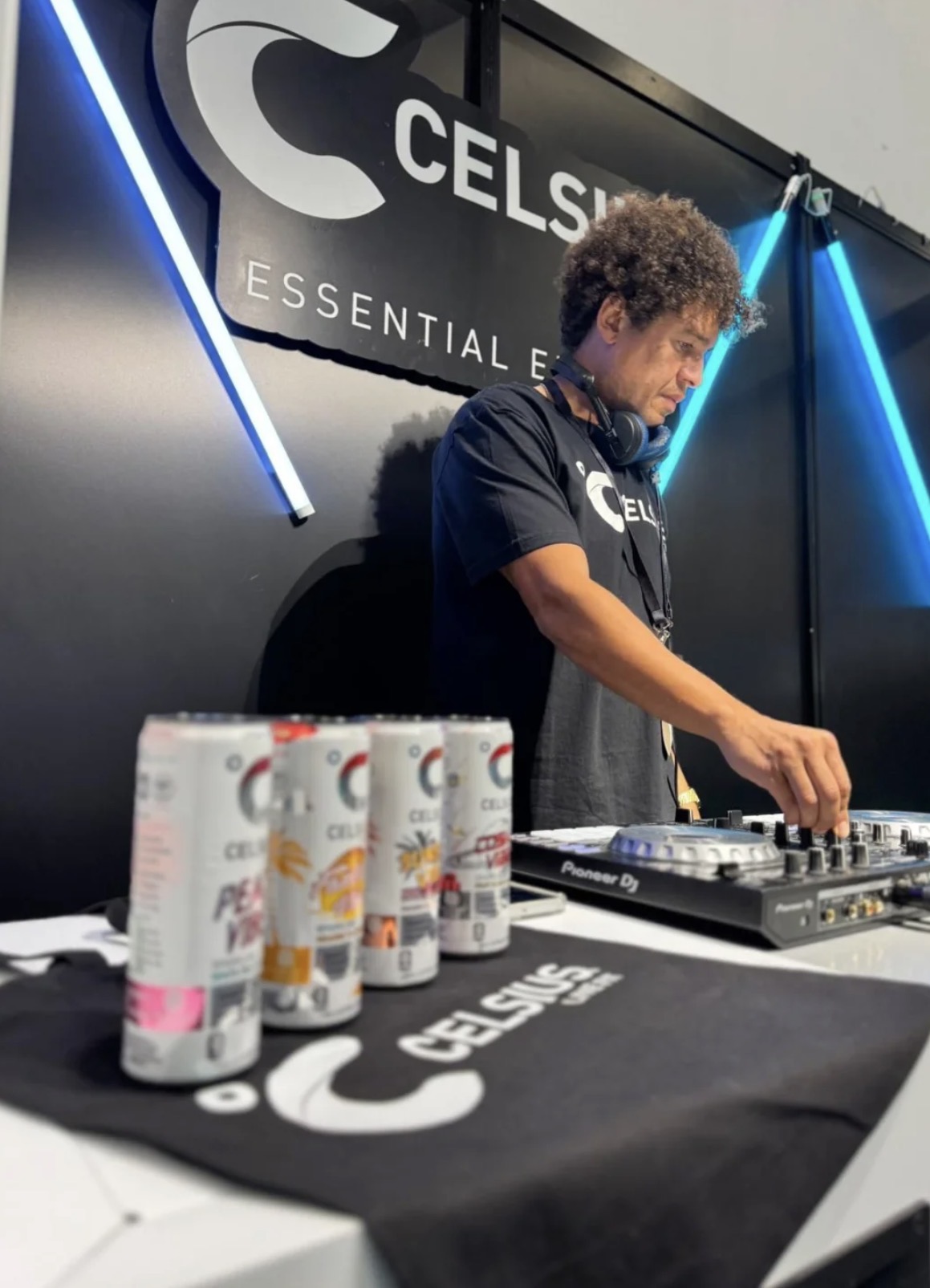 Ollie Pittam DJing for Celsius Drinks