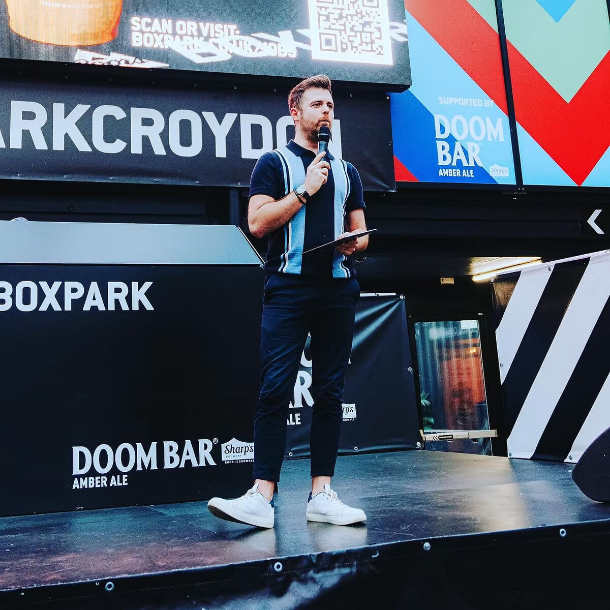 Rob Thornton presenting at BOXPARK Croydon